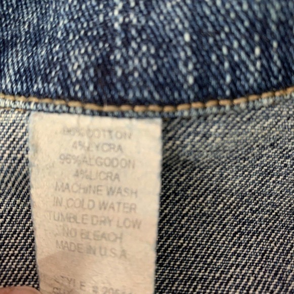 Vintage 90s Y2K Solid Jeans USA Denim Jean Cropped Jacket Sz M Made In USA - Picture 7 of 9